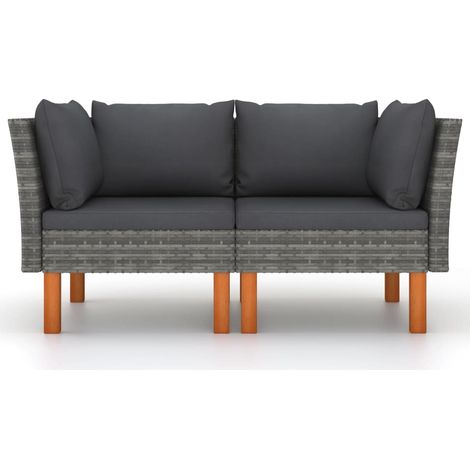 Maison Exclusive - Poltrone Angolari 2 pz Polyrattan e Legno Massello di Eucalipto