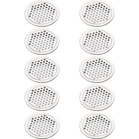 Lot de 10 grilles d'aération rondes en acier inoxydable pour salle de bain, cuisine, armoires, armoires à chaussures, 53 mm (1/5)