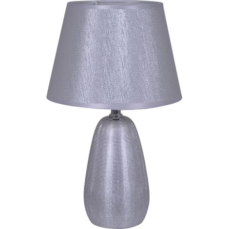 Naeve SIMLY CERAMICS Lampe de table avec abat-jour rond conique argenté 1xE14