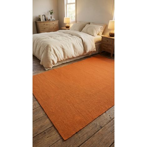 Tapis Kelim moderne Tapis Fancy - Tapis en laine  - 200x140cm, Rectangular - 100% Laine vierge - Tissé main - Orange
