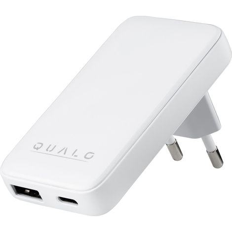 Qualo Ultra Slim GaN USB-A USB-C PD 45W abgewinkeltes Flachwandladegerät 1 Stück. (1/4)
