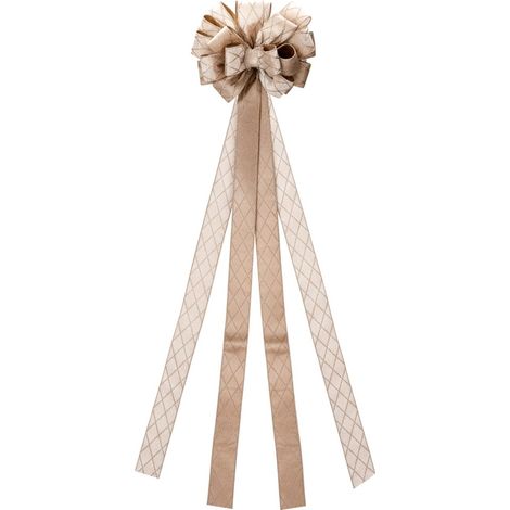 Dekorative Schleife für den Weihnachtsbaum, beigefarbener Weihnachtsschmuck, große Spitze, 130 cm