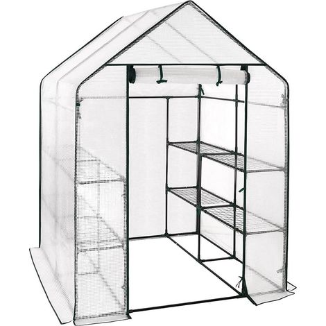 WOLTU Foliengewächshaus PE halbtransparent weiß 143x143x195 cm