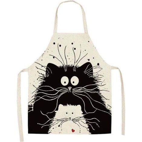 Grembiule da cucina in lino per gatti, ideale per grigliare, cucinare e dipingere, per uomo e donna, regalo per mamma e papà -Crezuo