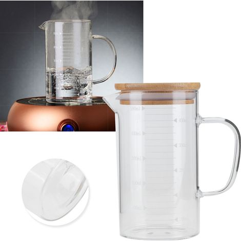 Tasse à Mesure en Verre Borosilicate avec Couvercle, Résistante à la Chaleur pour Cuisine et Hôtel (500ml) (1/5)