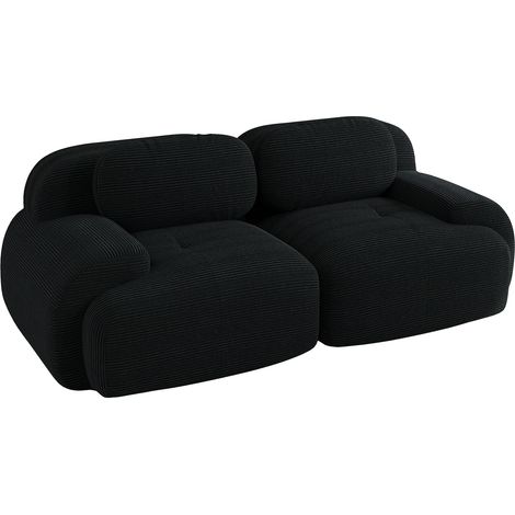 ELVMI Canapé d'angle modulaire en Corduroy avec accoudoirs courbés et base antidérapante, en Corduroy, Noir (1/5)