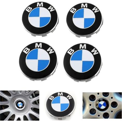 Lot de 4 cache moyeux 68mm pour BMW – Aluminium et ABS – Remplacement esthétique et protection des roues – Installation facile (1/4)