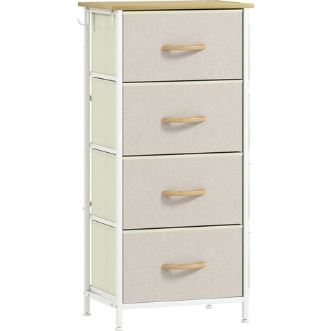 Chiffonnier 4 tiroirs PRAVA blanc et beige (1/5)