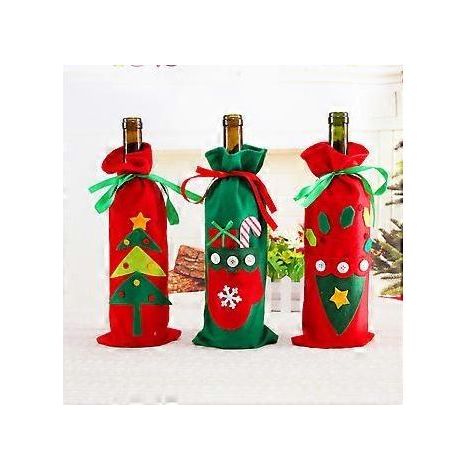 3 weihnachtliche Weinflaschenhüllen in 3 festlichen Weihnachtsmotiven (1/5)