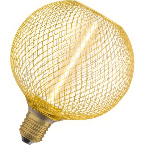 OSRAM DECOR LED Globe 3,5W avec filament de paille, blanc chaud cosy 818, 150lm/1800K, verre transparent sans plomb de couleur or avec pas de vis E27, dimmable, diamètre 125 mm.