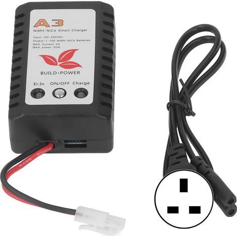 20W Smart Battery Charger with LED Indicator, for 6V 7.2V 8.4V 9.6V NiMH NiCd Cell Packs, AC 110-240V, UK Plug (1/5)