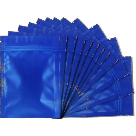 Lot de 100 sachets anti-odeurs - Sachets Mylar refermables, pochettes plates en aluminium noir mat (Dimensions : 15 x 22 cm, bleu) (1/5)