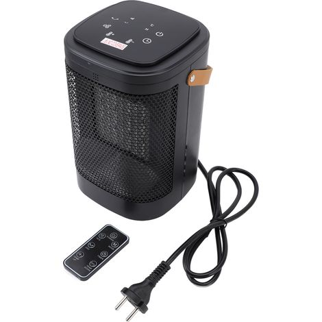 Chauffage de bureau 1500 W, chauffe rapide en 5 s, oscillation à 70°, minuterie 1 à 12 h, télécommande, système anti-basculement, prise UE 220 V. (1/5)