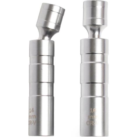 Douille magnétique rotative pour bougies d'allumage 14 mm et 16 mm, connexion universelle, entraînement 3/8 pouce, rotation à 360 degrés, outil d'extraction de douille à paroi mince 12 pans (14 mm/16 (1/5)