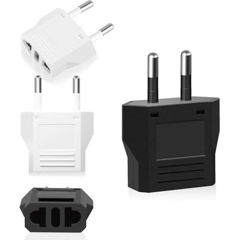 4 Pièces Adaptateur Prise USA de Voyage, Adaptateurs Secteur Prise électrique US Chine vers Europe France, US vers France Adapter, Fiche de Voyage US vers EU Prise pour Europe - Noir Blanc (1/5)