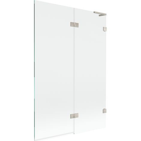 Mexen Lunar L paratia per vasca da bagno a 2 ante destra 120 x 150 cm, trasparente, nichel spazzolato - 897L-120-100-97-00-P (1/5)