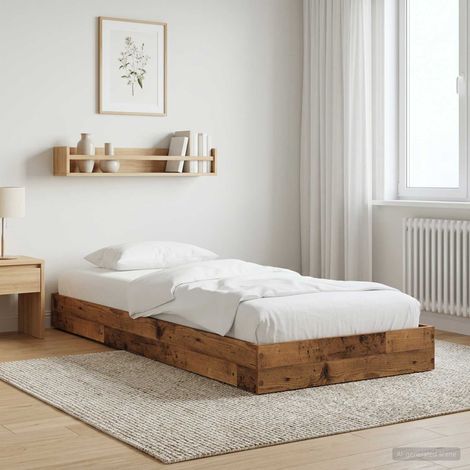vidaXL Cadre de lit au sol Bois ancien 80 x 200 cm Bois d'ingénierie (1/5)