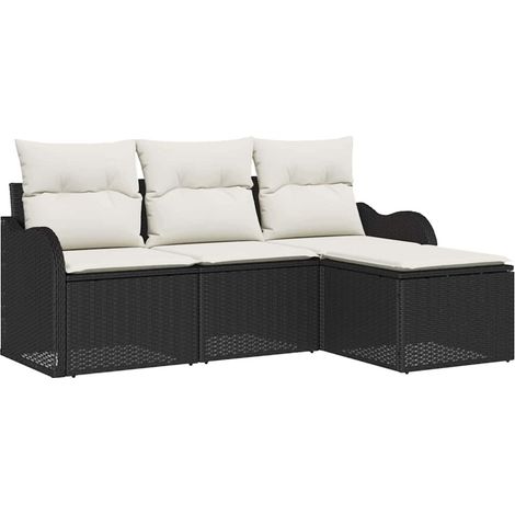 Maison Exclusive - Gartensofa-set mit Speicher 4 pcs Schwarz Poly