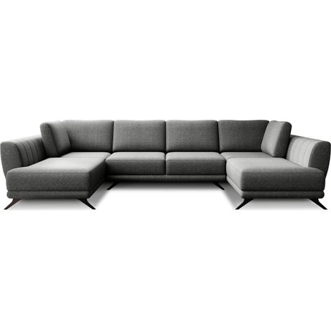 Canapé panoramique LARGOS – Tissu-Gris clair chiné (1/5)