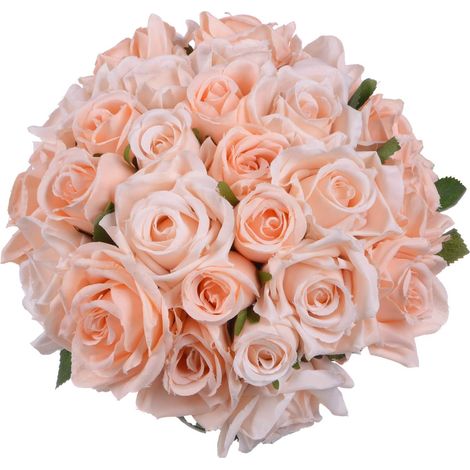 Bouquet De Roses Artificielles - 2 Pièces - 18 Têtes Totales - Tiges En Acier Recouvertes De Ruban Floral - Pour Décoration Mariage Maison Jardin (1/5)