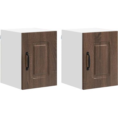 Lote de 2 armarios de pared de cocina modernos 30 x 31 x 40 cm almacenamiento práctico diseño elegante de madera contrachapada roble marrón 020053548 (1/5)