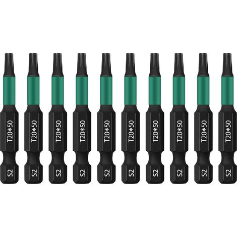 Torx T20 Lot de 10 embouts de tournevis 1/4" Tige hexagonale 50 mm de long avec boîte (1/5)