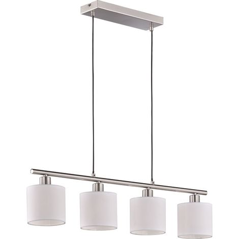 Lustre Tommy argent chromé tissu 75cm 4xE14 dimmable (1/4)