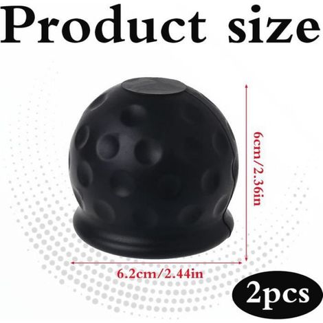 Cache Boule Attelage - 2 Pièces - Universel - Compatible avec tous les attelages - Couleur Noir (1/4)