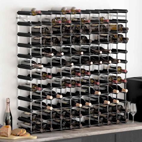 Casier à bouteilles Étagère à bouteille - Casier à vin pour 120 bouteilles Noir Bois de pin solide BV812022 - BonneVie (1/5)