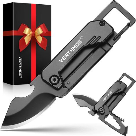 Multitool Schlüsselanhänger mit Klappmesser, Flaschenöffner, Schraubendreher – Geschenk für Männer