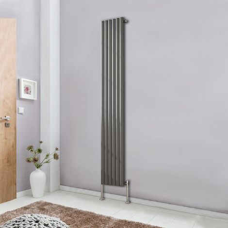 NRG Designer Radiator Oval Column Central Heating Anthracite Rads Vertical 1800x354mm Single