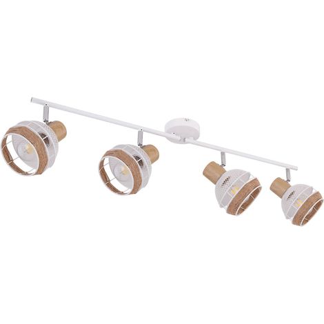Decken Leuchte Fernbedienung Spot Leiste verstellbar Holz-Optik Käfig Lampe dimmbar im Set inkl. RGB LED Leuchtmittel