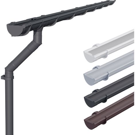 INEFA Kit de gouttières pour abri de jardin 100mm, carport, terrasse, gouttière en PVC pour toit en appentis, Made in Germany: 1 côté de toit semi-circulaire anthracite, 8m