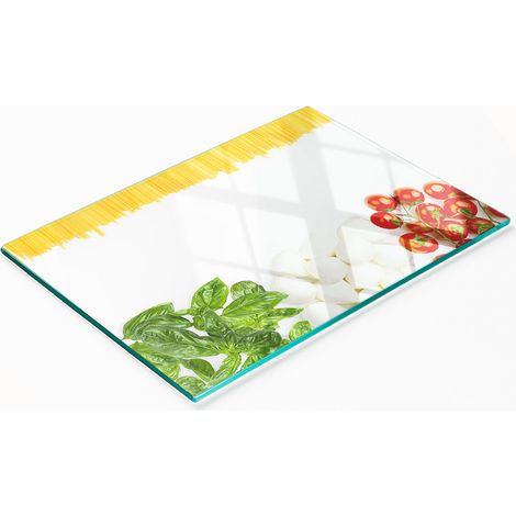 Planche décorative multifonctionnelle de cuisine en verre trempé, drapeau italien, 80 x 52 cm (1/5)