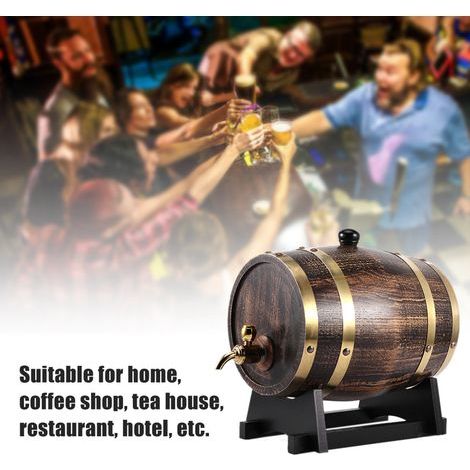 3L Retro Style Oak Wine Barrel with Tap for Whisky and Brandy (1/5)