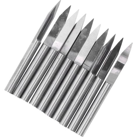 Lot de 10 fraises à graver en acier tungstène haute dureté, résistantes à l'usure, pour fraiseuse CNC, pour plastique, bois et fibre de verre, 0,2 mm.