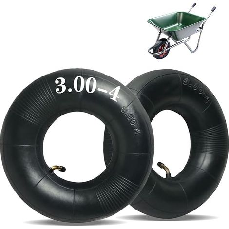Trailer Inner Tube, 3.00-4 Rubber Inner Tube, Black for Hand Trolley, with Curved Valve Wheel Inner Tubes for Wheelbarrows, Lawn Mowers, Hand Trucks (2PCS) (1/5)