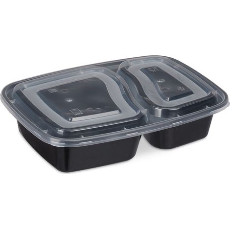 Set di 10 port pranzo a 2 scomparti adatti per microonde 20 x 15 x 7 cm in plastica bianca 130010693