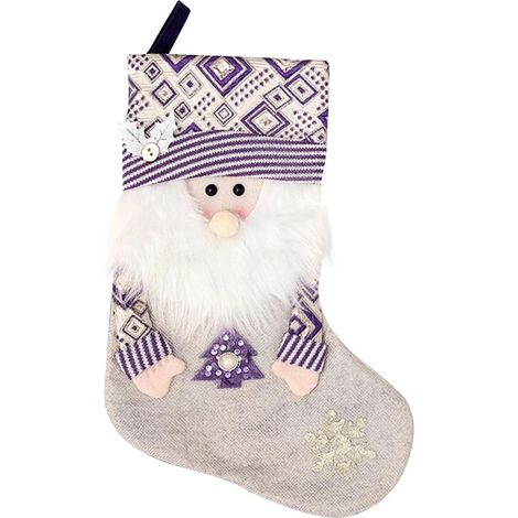 Chaussettes de Noël - Grandes chaussettes de Noël violettes, un cadeau festif pour les cheminées, les sapins de Noël et les décorations de fête. (1/5)
