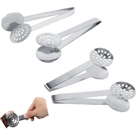 Sollbry Extrusor de 4 bolsitas de té, soporte de acero inoxidable para bolsitas de té, pinza de acero inoxidable para bolsitas de té, pinza de mordaza para bolsitas de té, cuchara para bolsitas de té (1/5)