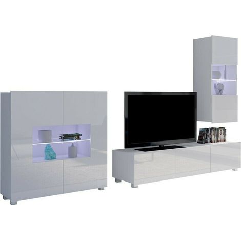 Conjunto de salón Remus VII, Blanco + Blanco brillante