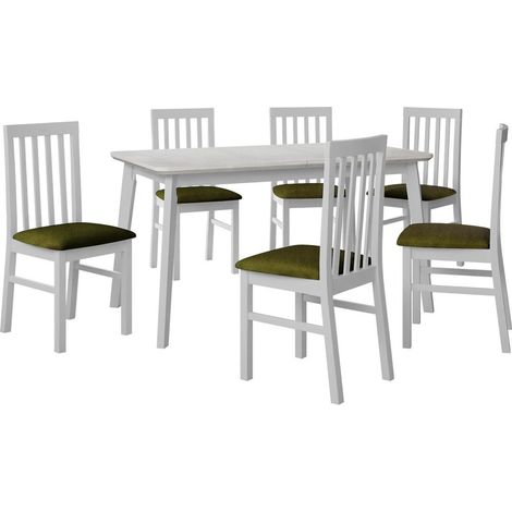 Salle à manger complète Victorville 267, Blanc, 75x80x140cm, Diamètre: 0, Nombre de chaises: 4, Style: Contemporary