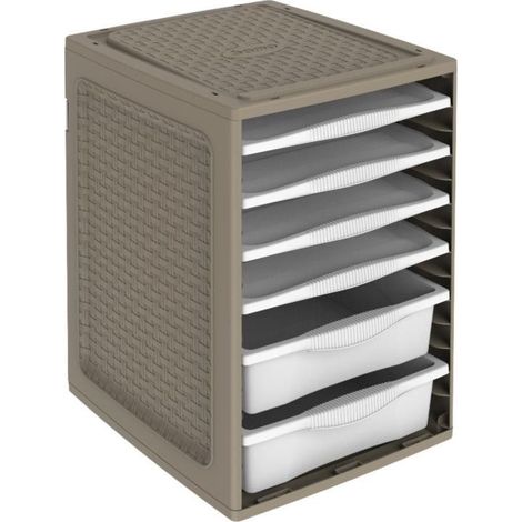 Caisson à tiroirs intérieur pour armoires en plastique, gris tourterelle (1/3)