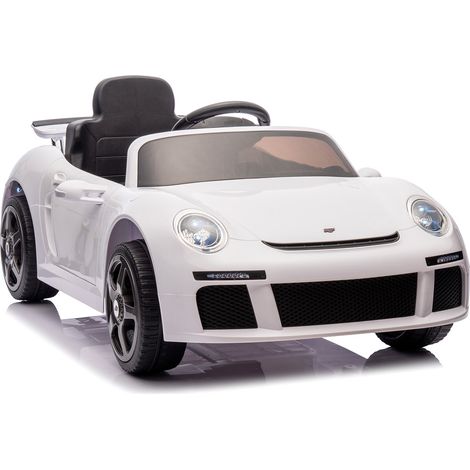 Auto Elettrica Bambini Porsche RUF CTR3 12V con Licenza Ufficiale Doppio Motore 30 W Telecomando 2.4G Luci LED Musica USB/Bluetooth Porte Apribili Cintura 5 Punti Auto 3–9 Anni Bianco