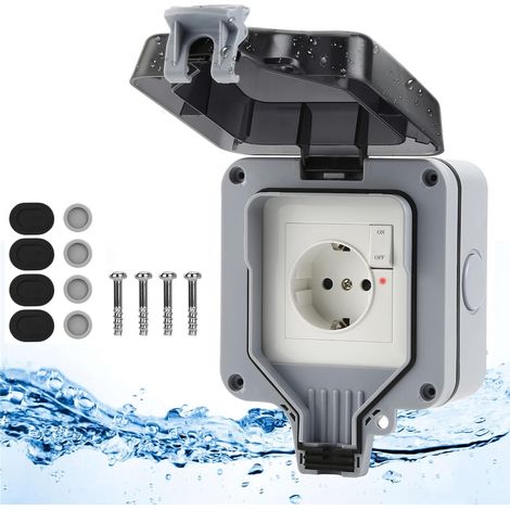 Wasserdichte Steckdose mit separatem Schalter, IP66 wasserdichte Außensteckdose mit Schutzhülle, wasserdichte Wandsteckdose