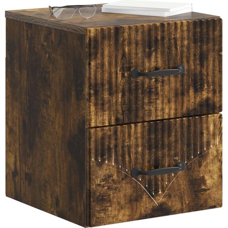 Maison Exclusive - Mobiletto da notte a muro 2 pcs Rovere Fumo 34,5 x 33 x 40 cm