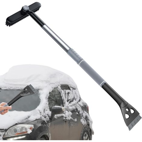 Brosse à neige - Tête rotative avec poignée en mousse extensible - Grattoir (1/5)