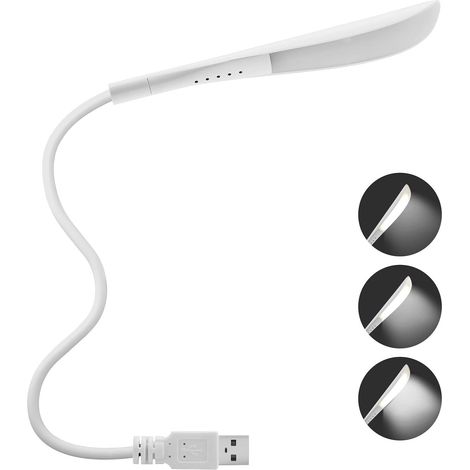 Lampe USB 2.8W Dimmable Lampe de Lecture avec 3 Niveaux de Luminosité et Interrupteur Tactile pour Ordinateur Portable/PC (1/5)