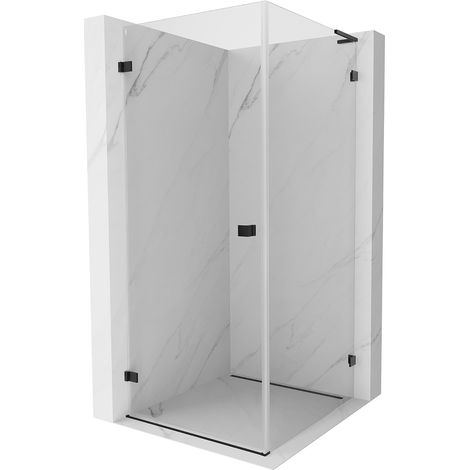 Mexen Lunar-B L Duschkabine schwenkbar links 100 x 100 cm, transparent, schwarz - 832L-100-100-70-00-L (1/5)