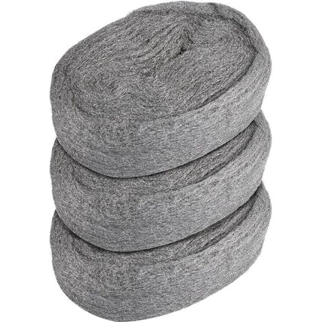 Paille de fer, Lot de 4 Laine d'acier 0000 Grade Fil de Nettoyage Wire Wool Polissage Acier Laine pour Nettoyage Polissage Entretien et Finition du Bois, Verre (1/4)